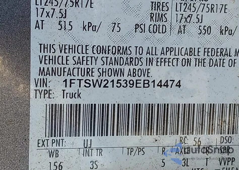 2009 Ford F-250 Fx4/King Ranch/Lariat/Xl/Xlt z USA, uszkodzony, nr VIN 1FTSW21539EB14474